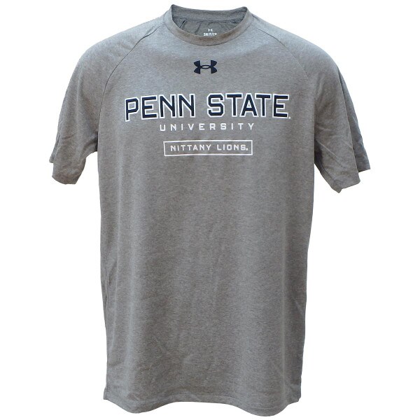 gray Under Armour short sleeve t-shirt with Penn State University Nittany Lions